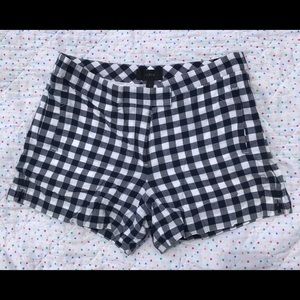 J Crew cotton checkered navy blue and white shorts